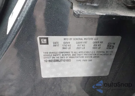 2018 Chevrolet Cruze Lt Auto from USA, damaged, VIN 1G1BE5SM6J7101665